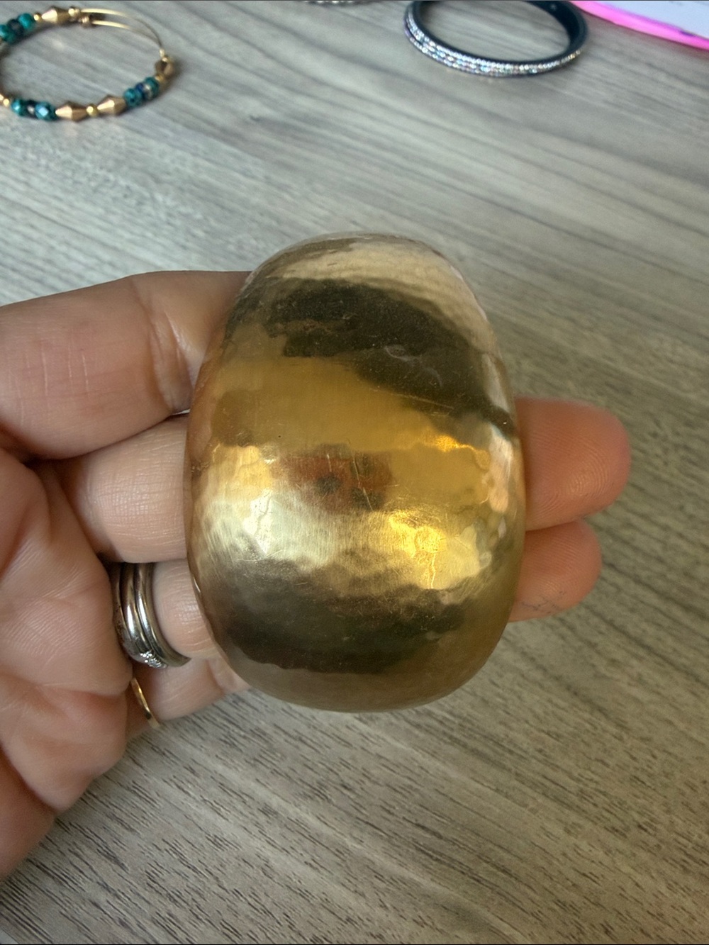 Brighton Gold Hammered Dome Cuff Bracelet - Gold Tone